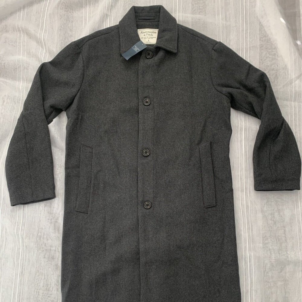 NWT Abercrombie & Fitch Men's Size S Wool-Blend Winter Long Coat Grey